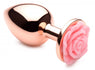 Rose Gold Anal Plug with Pink Flower