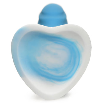 Rippled Silicone Blue and White Dildo