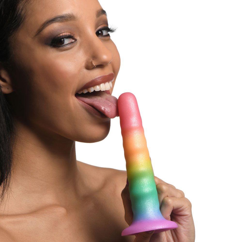 Zigzag Rainbow Silicone Dildo | Textured Shaft Healthy & Active Zigzag Rainbow Silicone Dildo | Textured Shaft Healthy & Active