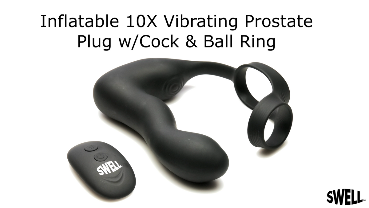 10X Inflatable and Vibrating Prostate Plug with C&B Ring - Video 10X Inflatable and Vibrating Prostate Plug with C&B Ring - Video